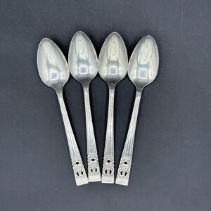 Oneida Community CORONATION Silverplate Flatware 1936 Set of 4 Teaspoons Vintage